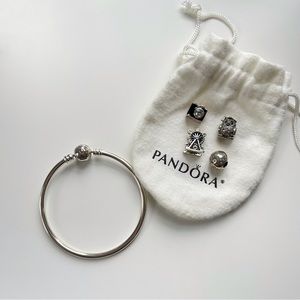 Pandora Bangle & 4 Charms